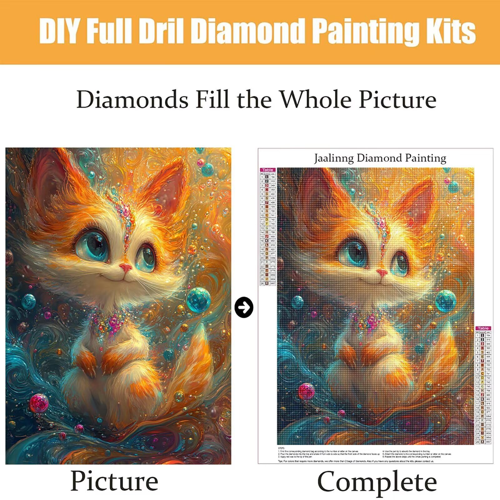 Diamond Painting Kit Completo, Diamond Painting Fumetto, 5D Quadrato Pittura Diamante Kit Manualidades Adultos DIY Diamantini Crystal Art Disegni Ricamo Punto Croce Artigianale, 80x100cm Fox j0-669