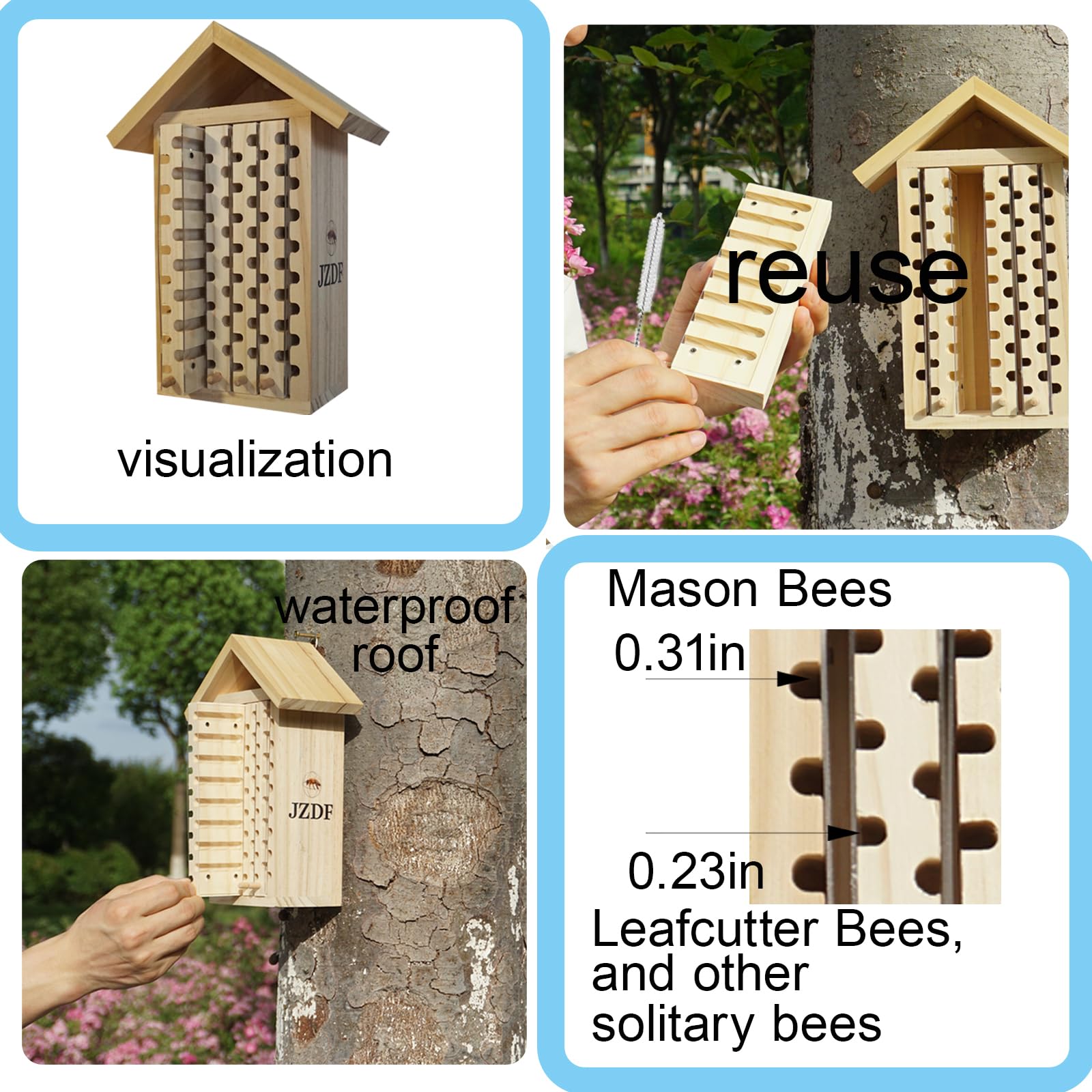 Casa de abejas Mason, hotel JZDF Bug, hotel de insectos, casa de abejas carpintero para el jardín, casa de abejas cortador de hojas