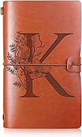 Vista 13 de Booson Diario de viaje inicial de cuero, cuaderno personalizado con monograma, regalos de apreciación, diario recargable y personalizado