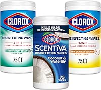 Vista 9 de Clorox Scentiva Toallitas desinfectantes, lavanda y jazmín, pomelo y azahar, y coco y nenúfar, 75 unidades cada uno, paquete de 3