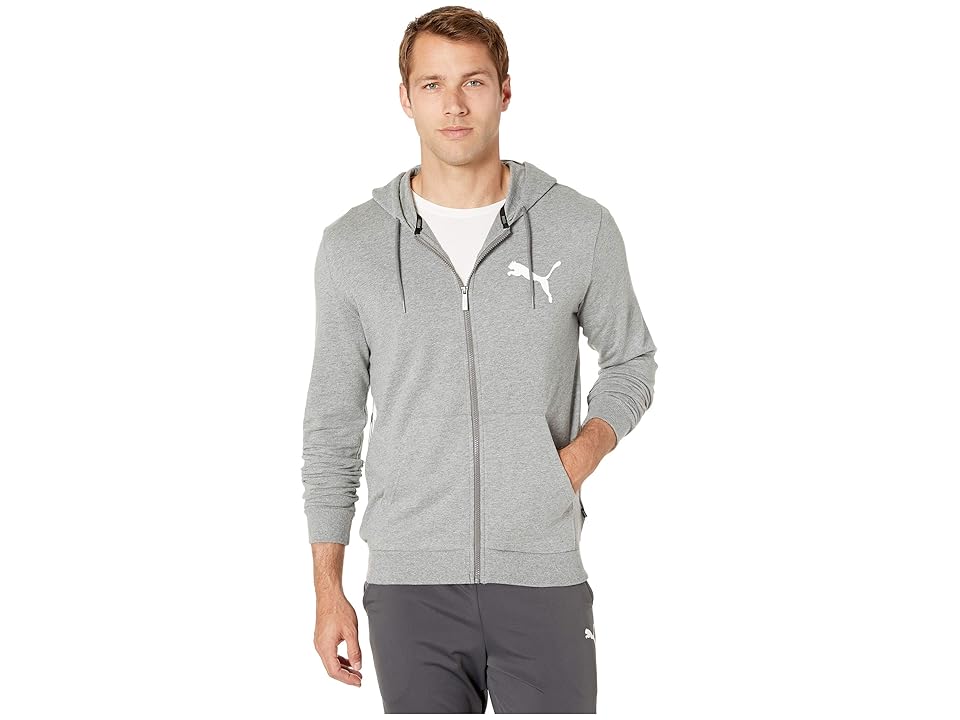 

PUMA Summer Logo Full Zip Hoodie (Medium Gray Heather) Men's Clothing