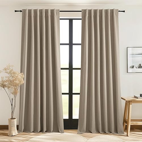 Miniatura 8 de StangH Cortinas 100% opacas de lino sintético de 84 pulgadas de largo, juego de 2 paneles de cortinas de ventana con aislamiento térmico para