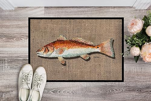 Miniatura 2 de Caroline's Treasures 8736MAT - Felpudo de 18 x 27 pulgadas, diseño de pez rojo, para interiores y exteriores, para entrada, antideslizante, lavable,