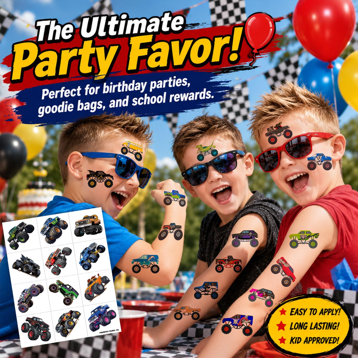 Monster Truck & Race Car Tattoos - 120 PCS! -6