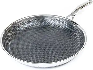 HexClad Hybrid Nonstick Frying Pan, 12-Inch, Stay-Cool Handle, Dishwasher and Oven Safe, Induction Ready, Compatible with All Cooktops