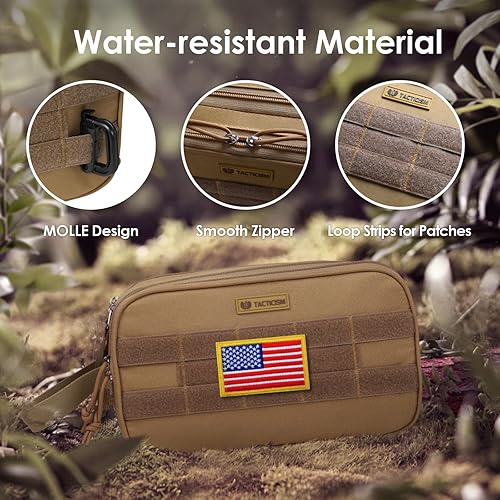 Miniatura 4 de TACTICISM Neceser para hombre, bolsa de viaje, bolsa de aseo de viaje separada seca y húmeda, kit táctico Molle Dopp para hombres con gran