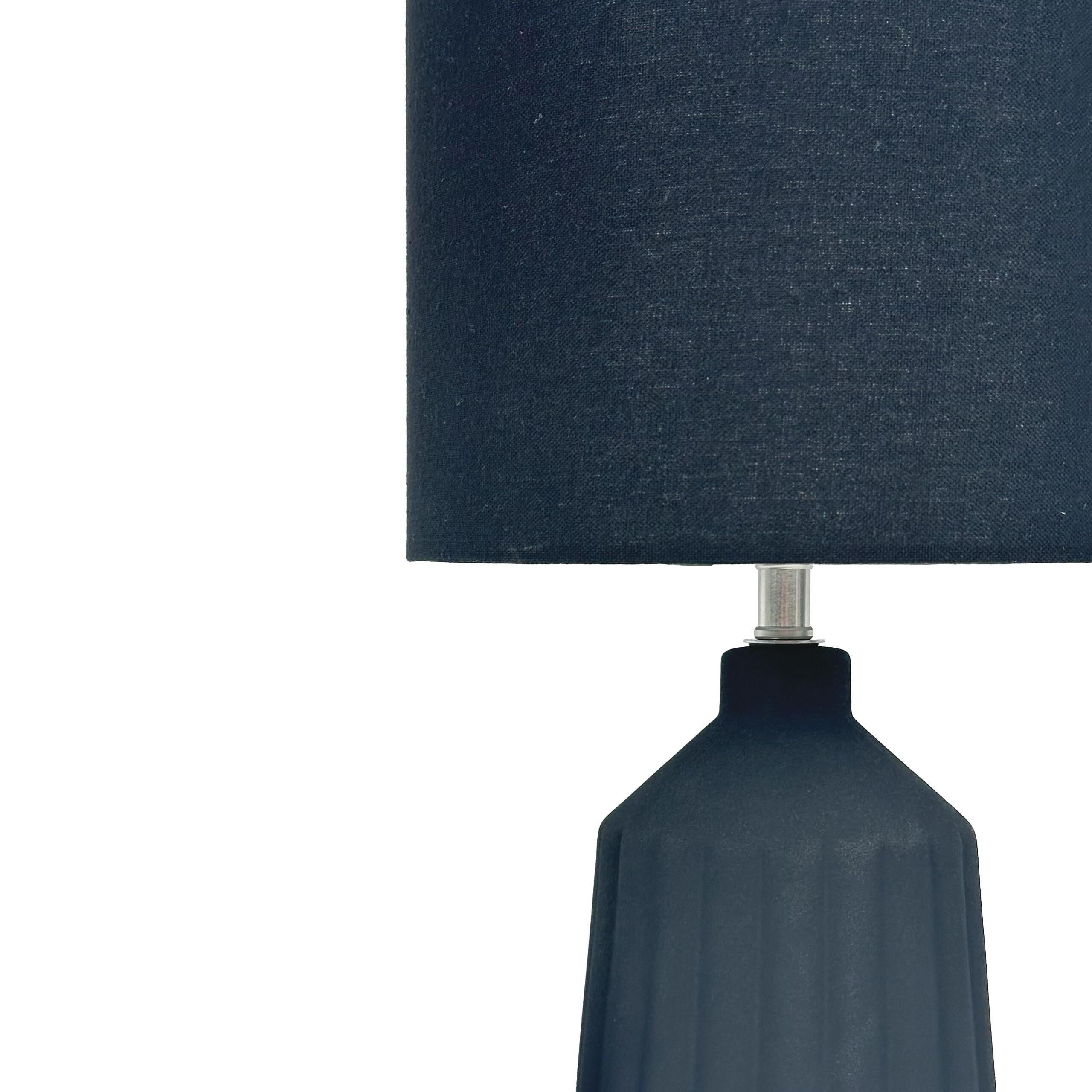 Relaxdays Lampada da Comodino, Base in Ceramica scanalata, Paralume in Tessuto, E14, 42 x 23 cm