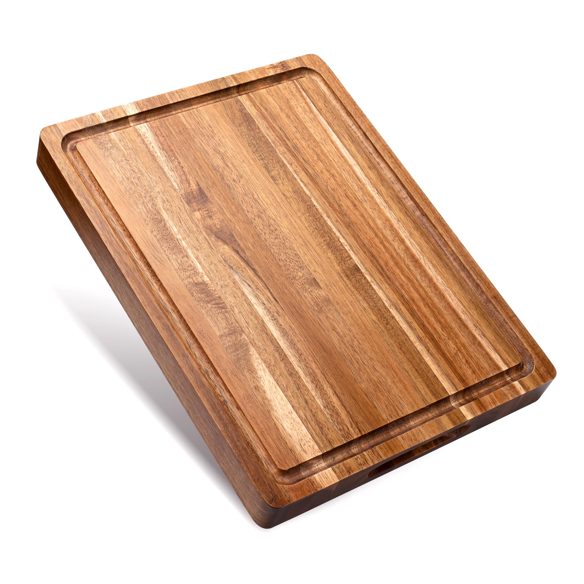 WILLKOMMEN Schneidebrett aus Akazienholz für die Küche, 3,8 cm dickes Metzgerblock, Schneidebrett mit Saftrille, 40,6 x 30,5 cm, Charcuterie-Brett für Gemüse, Obst, Käse