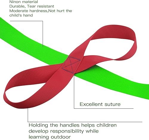 Vista 26 de Lainrrew Cuerda para caminar, colorida cuerda para caminar con asas, cuerda de seguridad para exteriores para niños en edad preescolar (rojo)