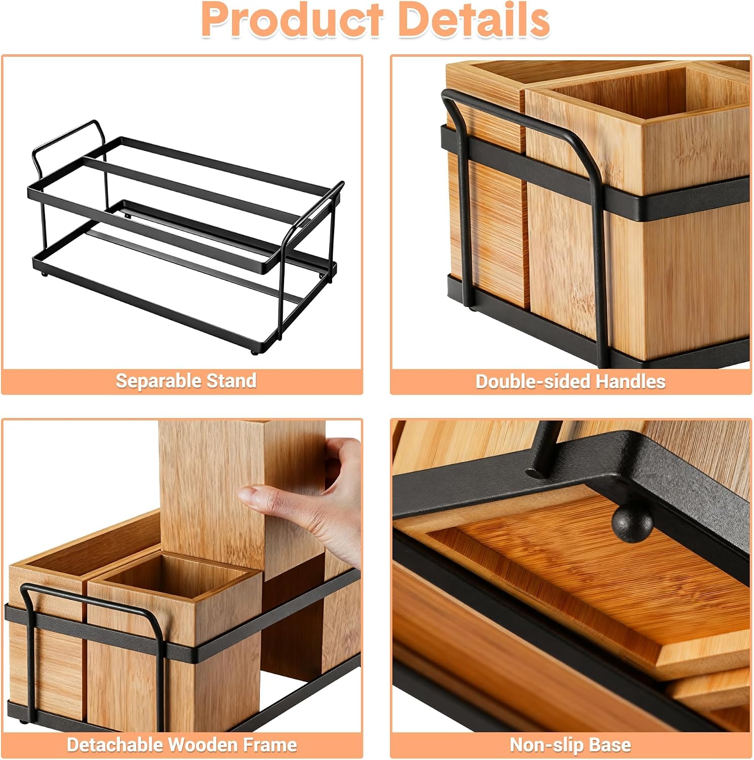 Silverware Caddy Wood Utensil Holder 4-in-1 Bamboo Utensil Caddy Review: The Ultimate Portable Kitchen & Dining Organizer for USA Homes! Review USA 2025