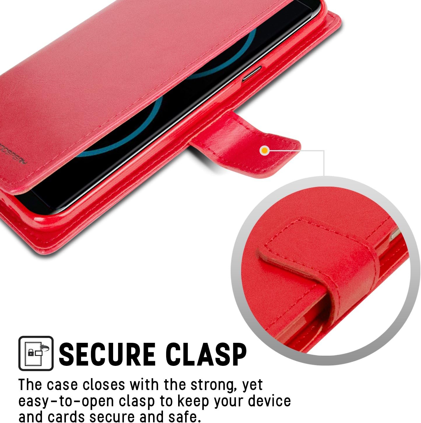 GOOSPERY Blue Moon Wallet for Samsung Galaxy S8 Plus Case (2017) Leather Stand Flip Cover (Red)