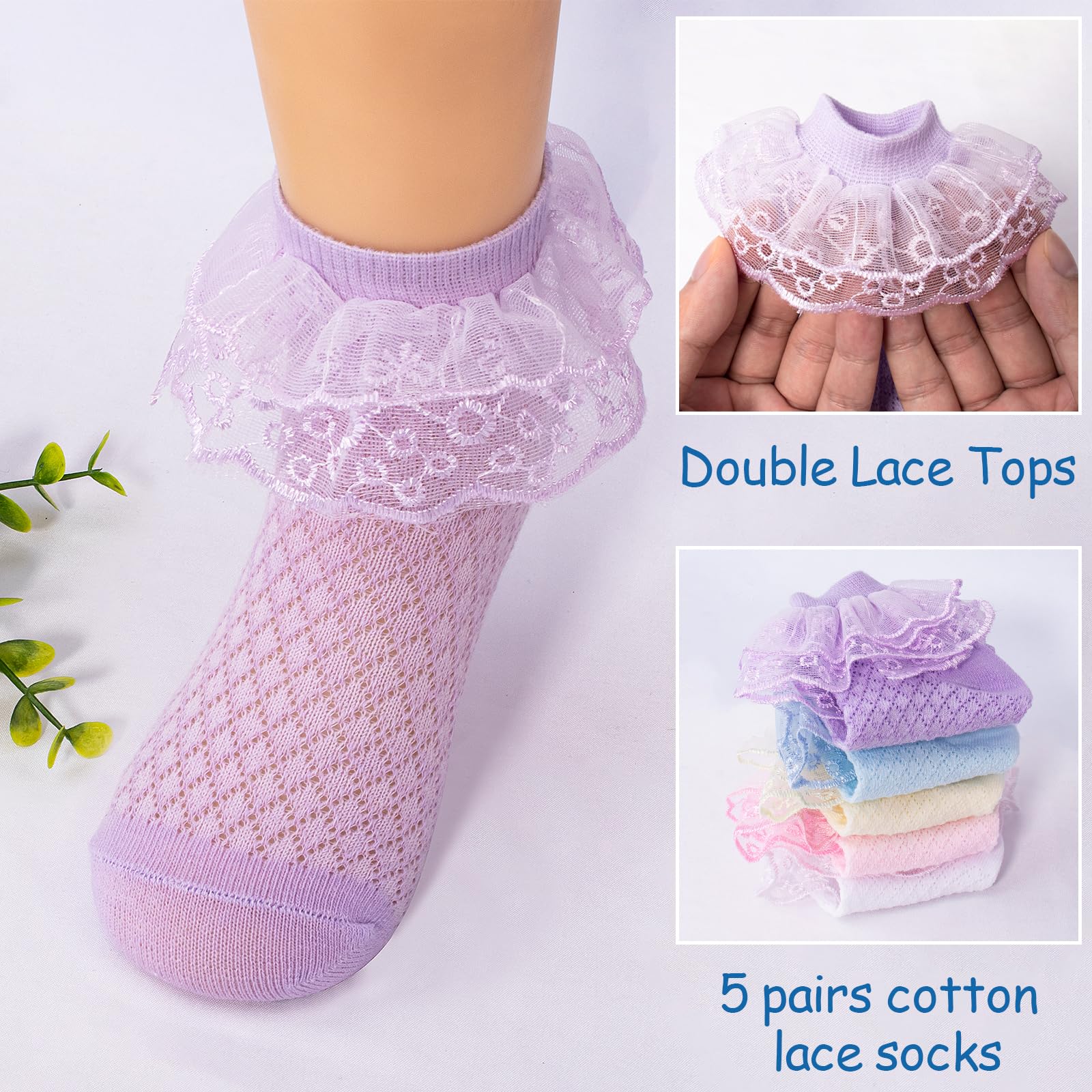 5 Paar Kleinkind Baby Mädchen Rüschen Spitze Socken Ösen Mesh Baumwolle Rüschen Knöchel Weiches Kleid Kinder Prinzessin Socken 2-13T