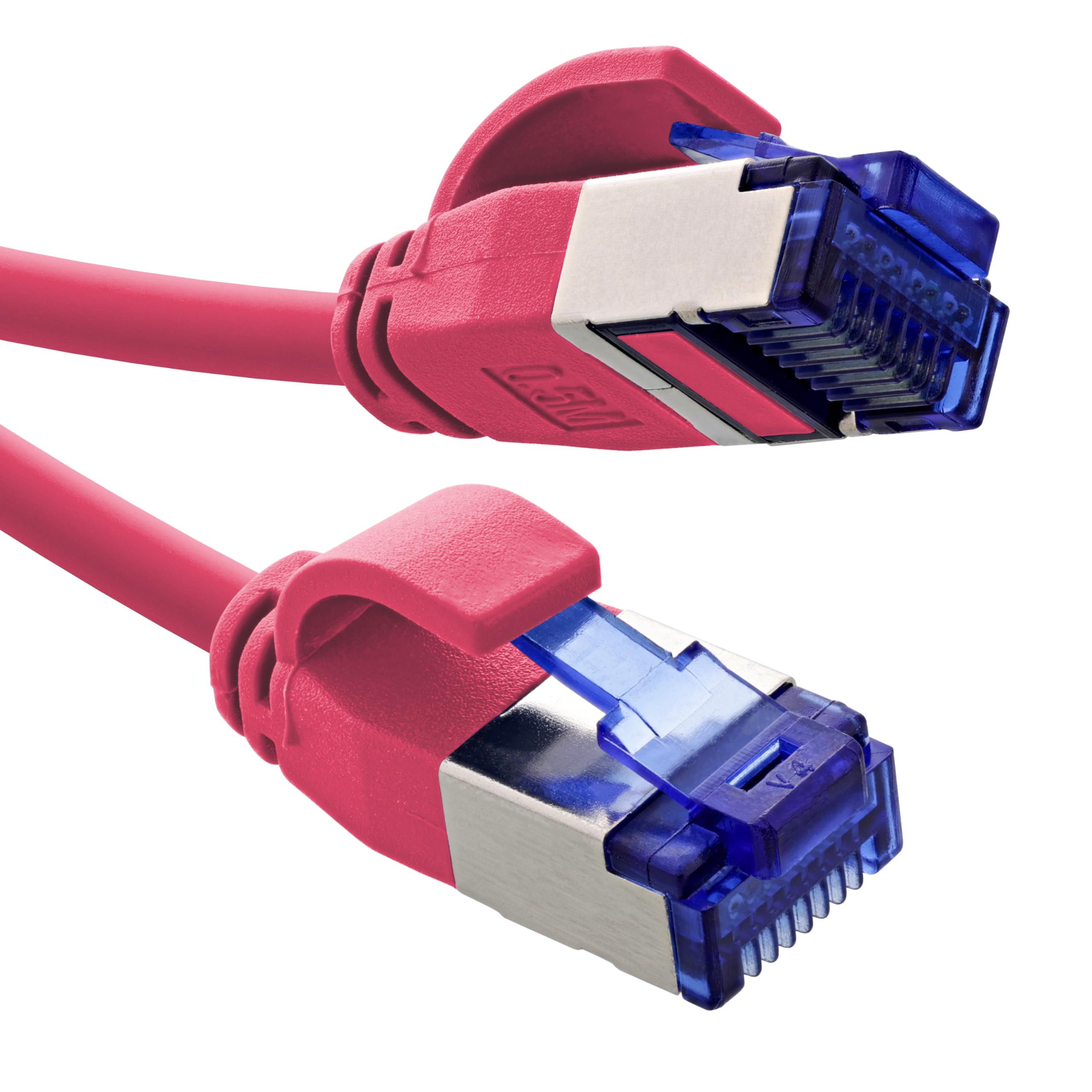 InLine Patchkabel Slim, Cat.6A, S/FTP, TPE (LSZH) flexibel, PoE, Kupfer (CU), LAN, Ethernet, Netzwerk Kabel, RJ45 Gigabit, magenta, 0,5m, 74955M