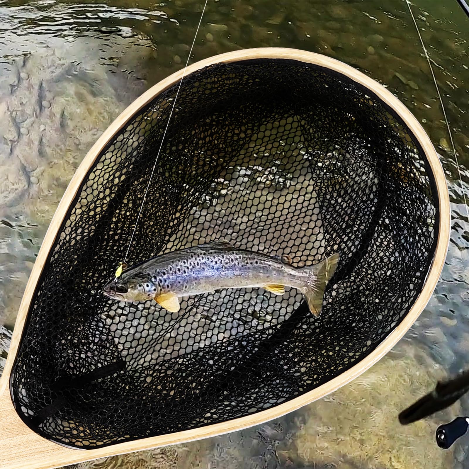 Reti da pesca in legno – Reti da pesca in gomma, per pesca a mosca, reti da pesca con manici
