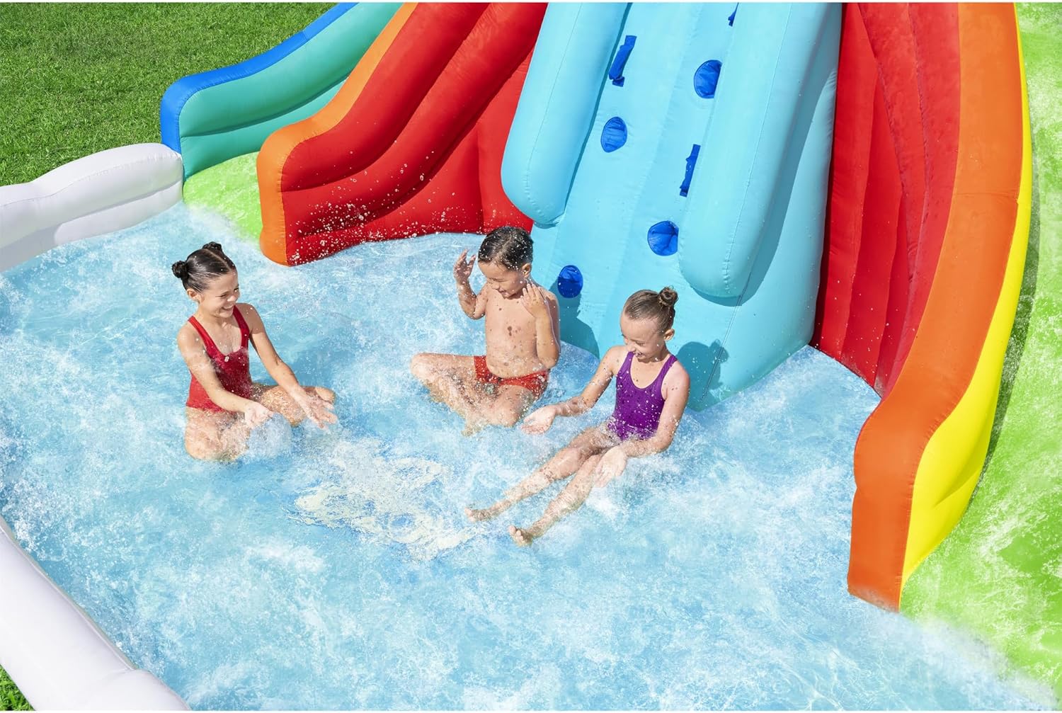H2O GO H20GO Let It Rain Mega Water Park with Extra Large Splash Pool, Built-in Sprayers | Inflates Easily with Included Blower | Durable, Safe, and Fun Water Toy
