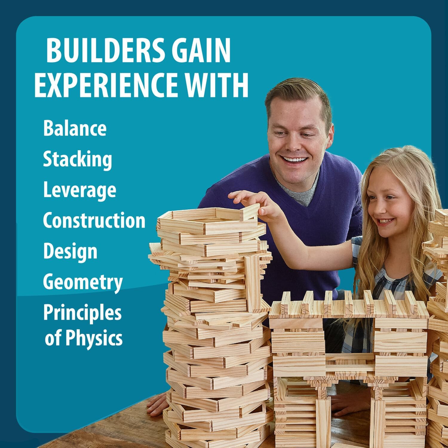 MindWare KEVA 400 Maple Wood Building Planks Set - Building Toy Includes 400 Wooden Blocks, 2 KEVA Balls, and Idea Book - Ages 5+