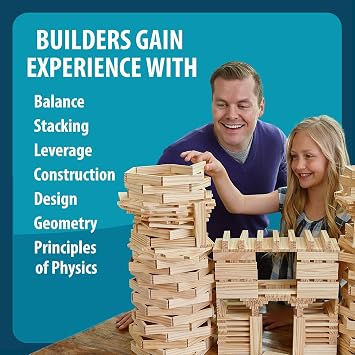 MindWare KEVA 400 Maple Wood Building Planks Set - Building Toy Includes 400 Wooden Blocks, 2 KEVA Balls, and Idea Book - Ages 5+