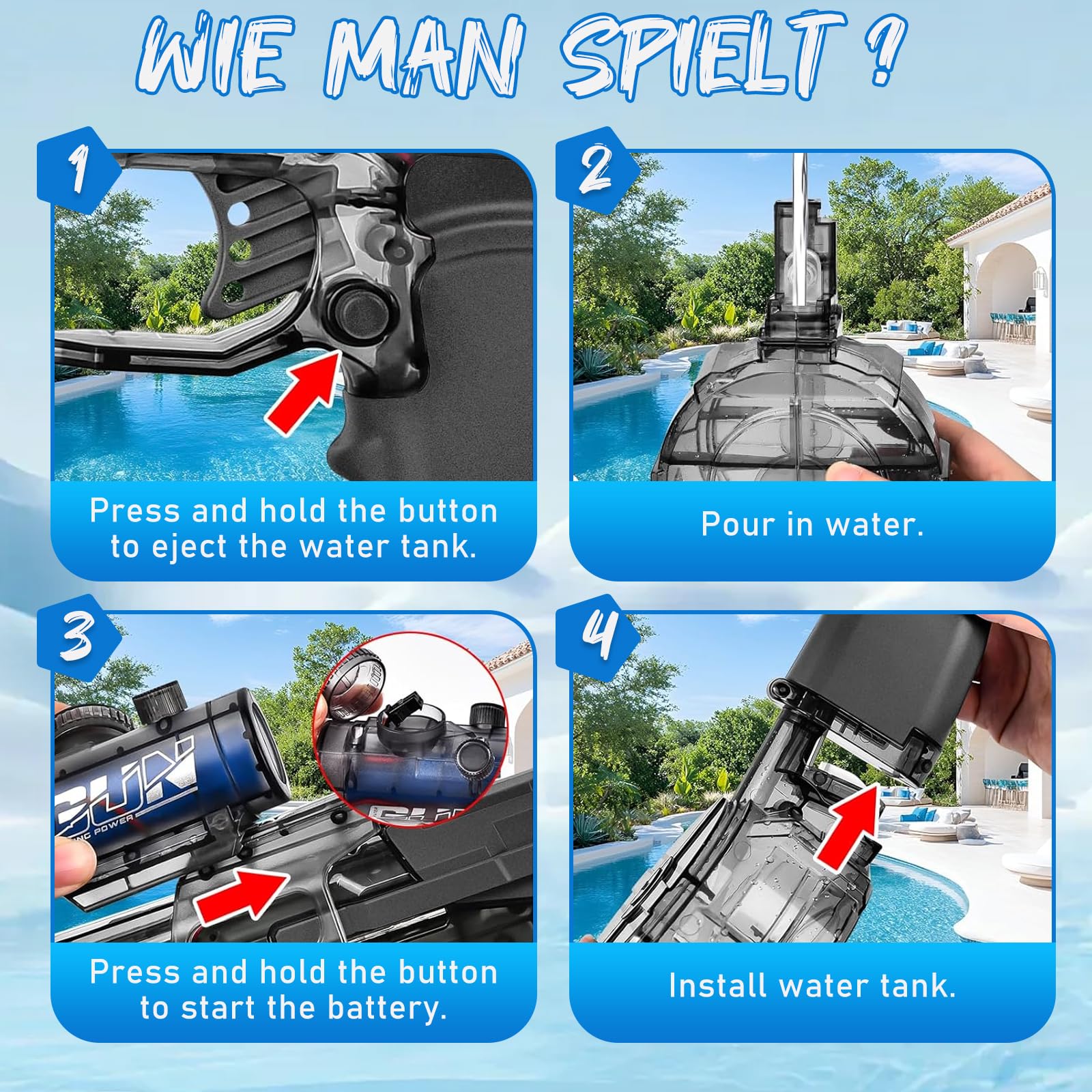Pistolet a Eau Electrique avec Effets Lumineux,Pistolet a Eau Puissant