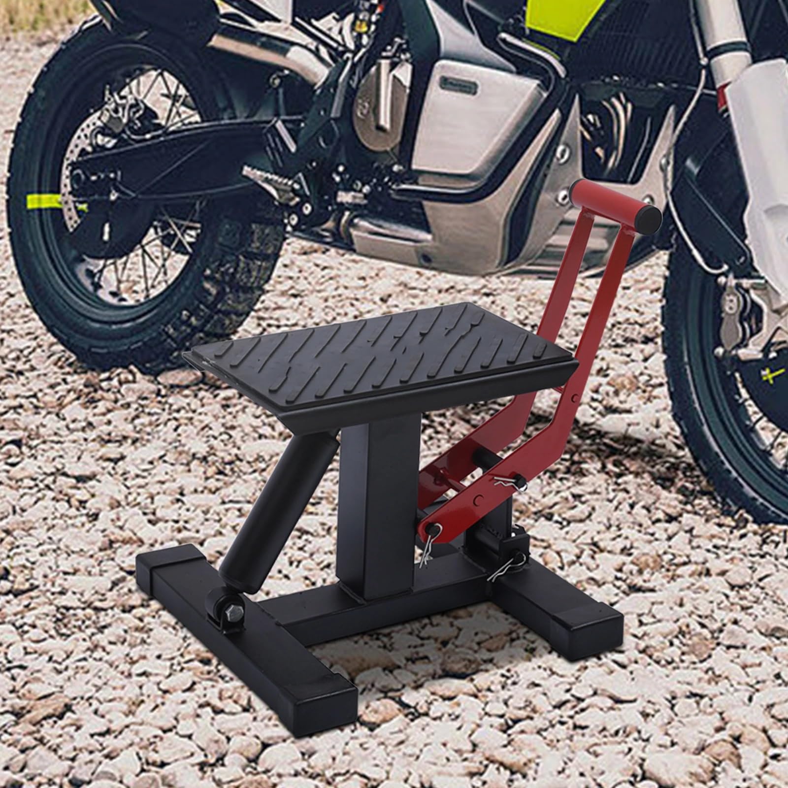 składany stojak na kółka Podnośnik motocyklowy, regulowana wysokość 25-40 cm, podstawa 30 * 31, uniwersalny stojak konserwacyjny do motocrossu stojak do parkowania