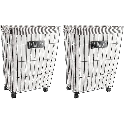 Rae Dunn Heavy Duty Laundry Hamper on Wheels - by Designstyles Set of 2