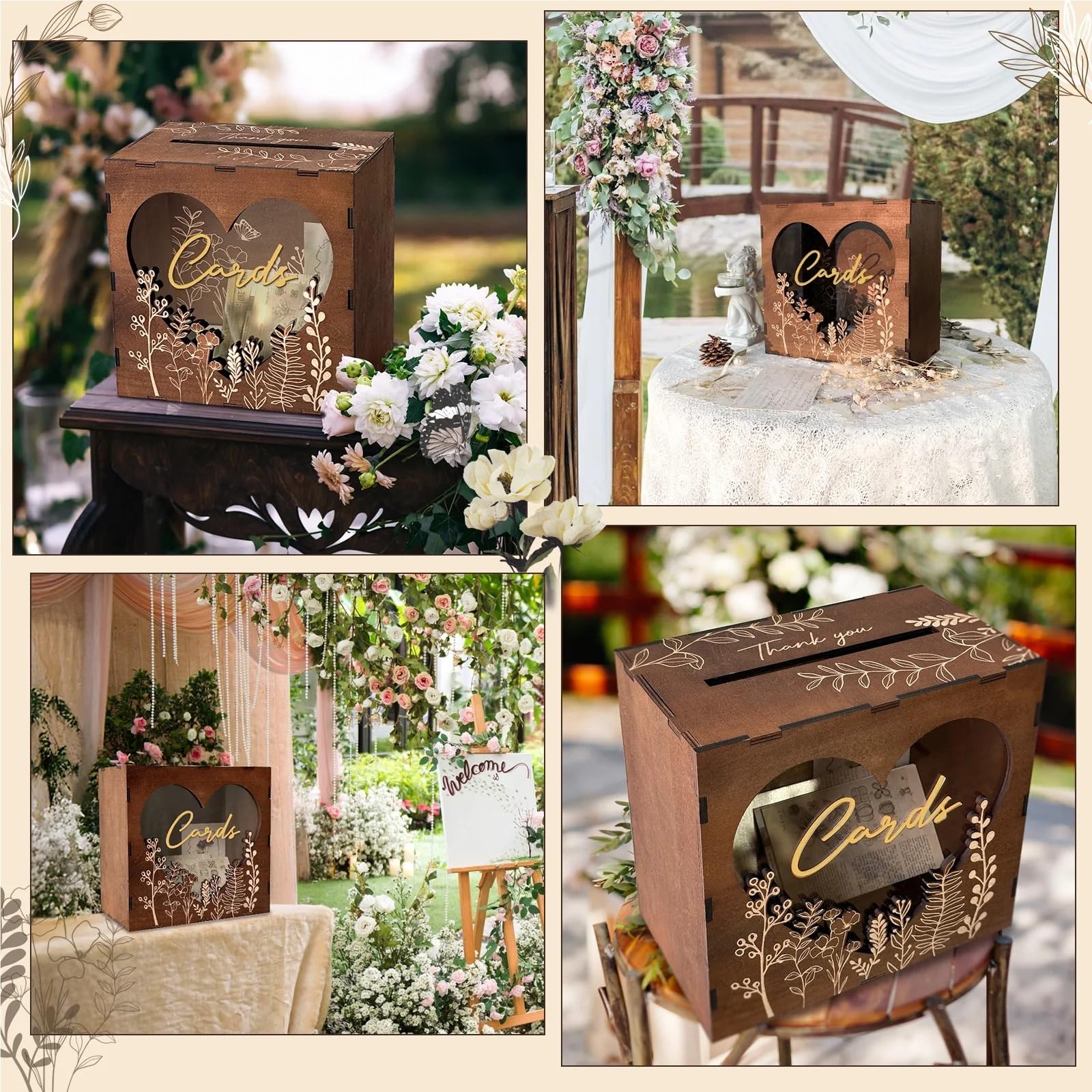 Kartenbox Hochzeit Hochzeitskartenboxen aus Holz for den Empfang, rustikale Hochzeitsbox for Karten und Geld, Briefumschlag-Spardose-Kartenbox