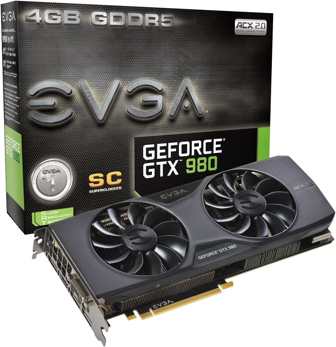 EVGA GeForce GTX 980 4GB SC GAMING ACX 2.0, 26% Cooler and 36% Quieter Cooling Graphics Card 04G-P4-2983-KR (Renewed)