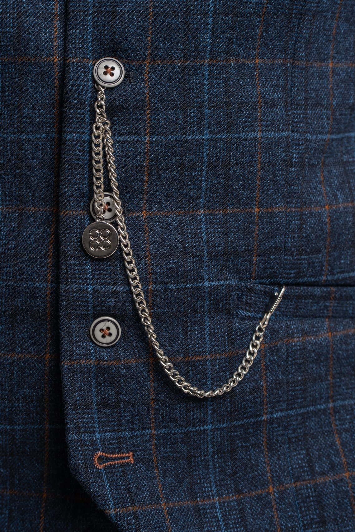 SIRRI Abito da Uomo in Tweed a Quadri con Finestra, da Matrimonio, Aderente, Abbinato, Blu, Venduto separatamente