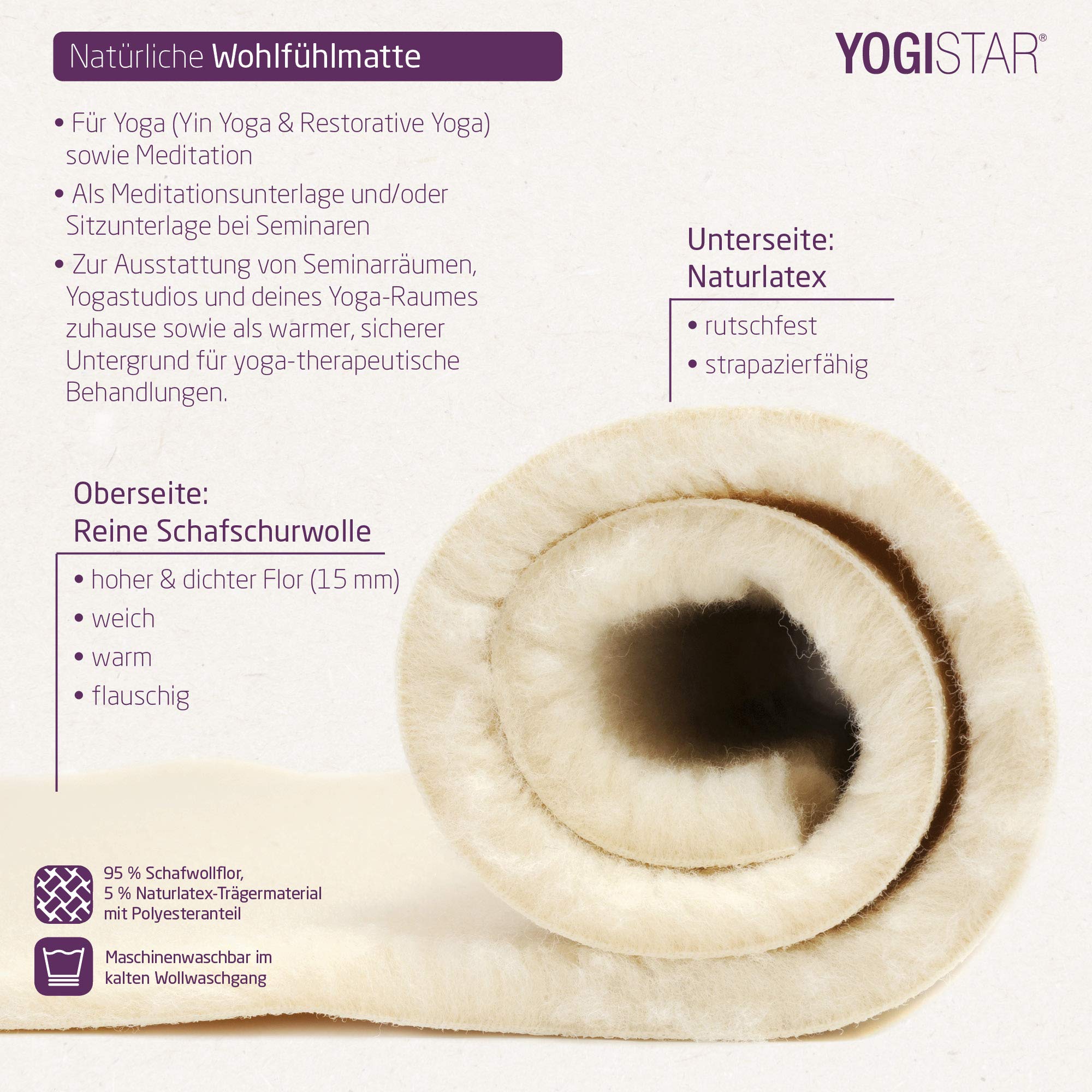 Yogistar Yogamatte Yogimat® Natur - Schurwolle