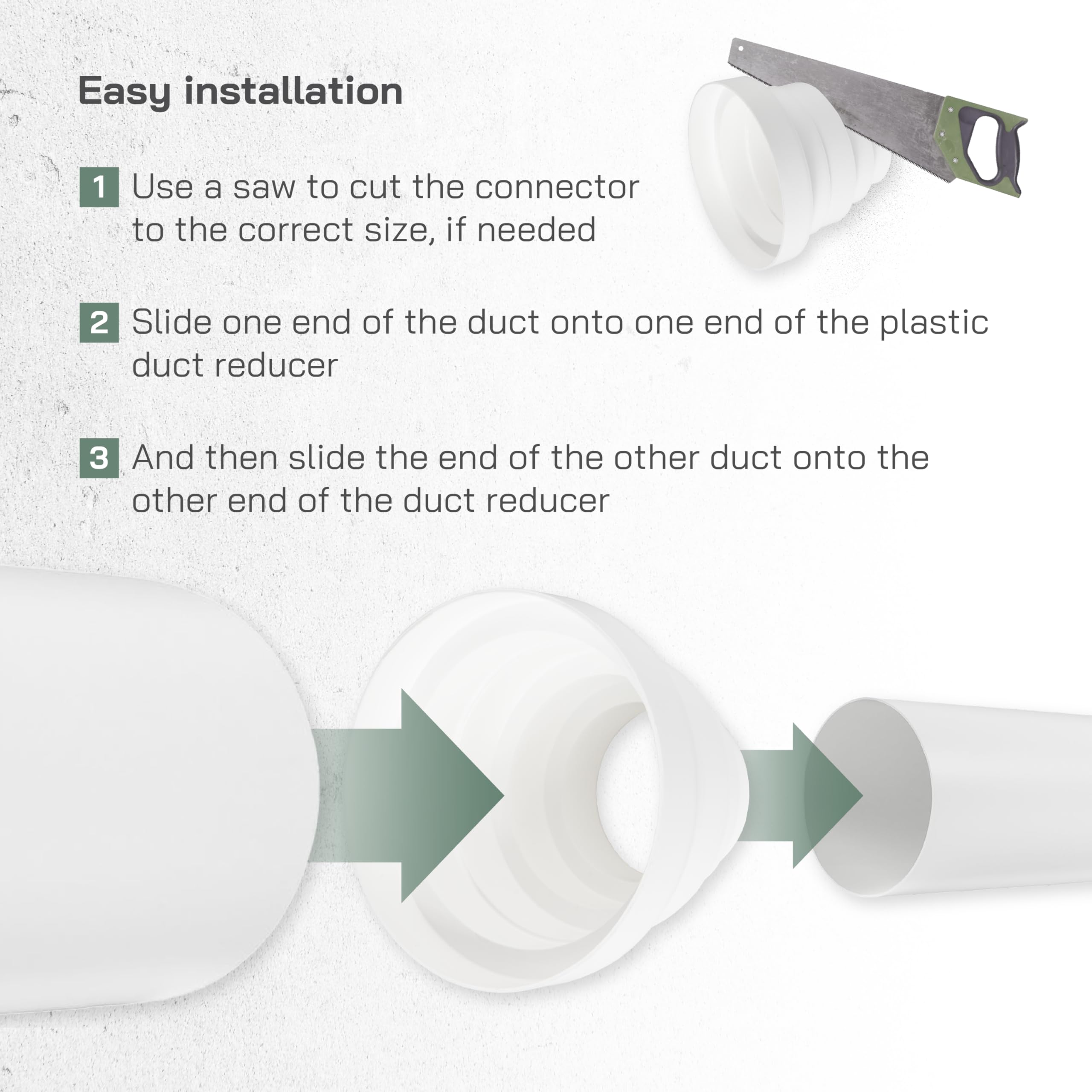 100-200mm PVC Reducer Connector for Air Ducts, Round