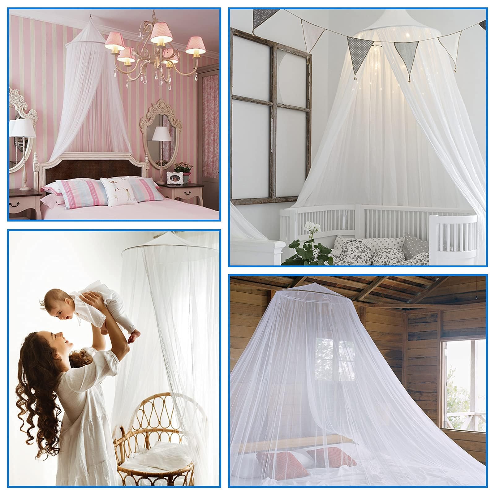 Faburo Mosquiteras Grande Universal, Mosquitera Cama Matrimonio, Mosquitera para Cama, Dosel Cama Infantil con Diseño de Cúpula, Mosquito Net para Viajar Doble Cama, para Casa y Camping