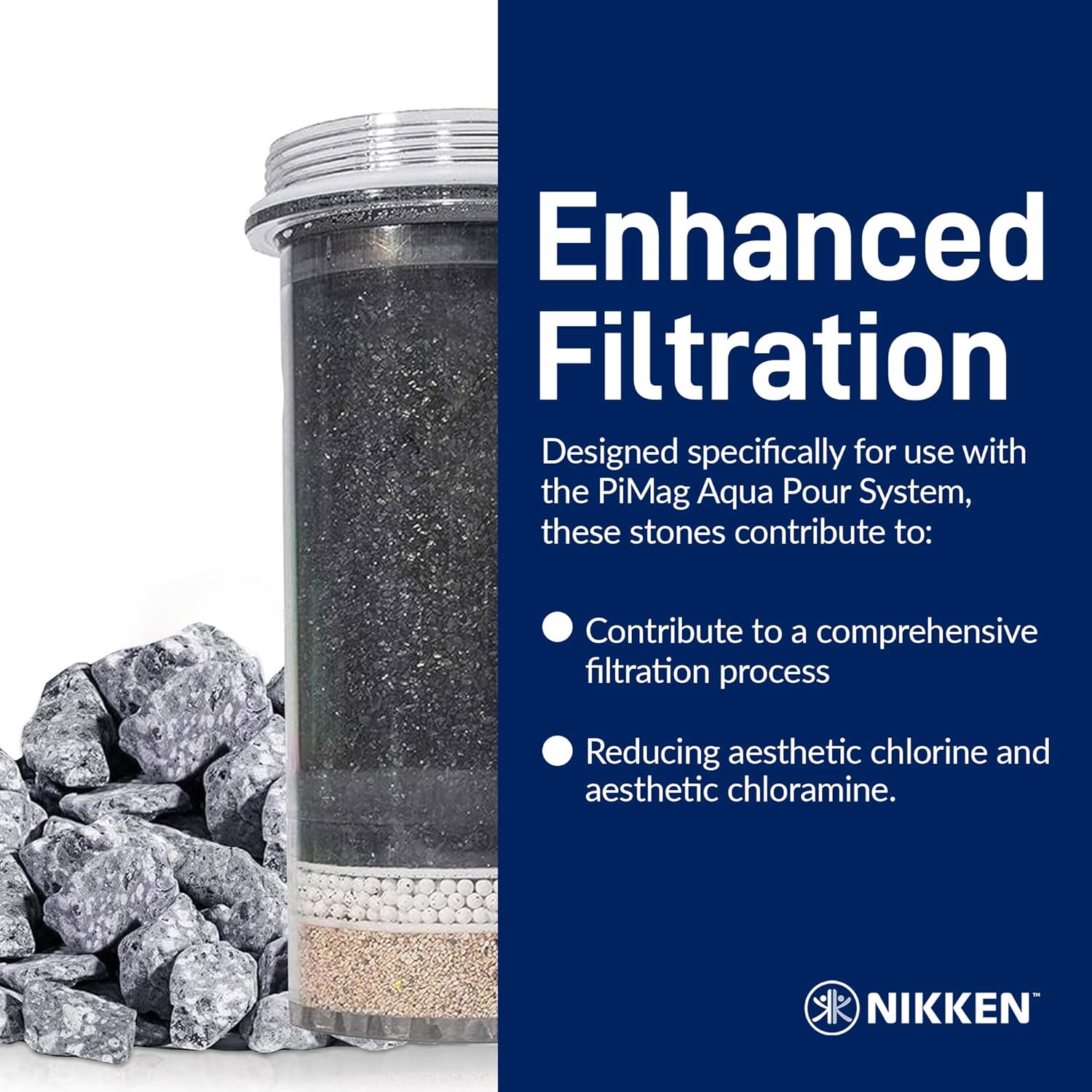Nikken PiMag Aqua Pour Mineral Stones 1386 - Replacement for PiMag Aqua Pour System 1360 - Perfect for Reduction of Aesthetic Chlorine and Aesthetic Chloramine