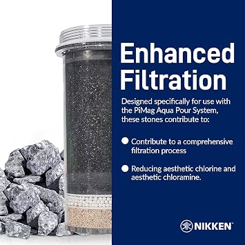Nikken PiMag Aqua Pour Mineral Stones 1386 - Replacement for PiMag Aqua Pour System 1360 - Perfect for Reduction of Aesthetic Chlorine and Aesthetic Chloramine