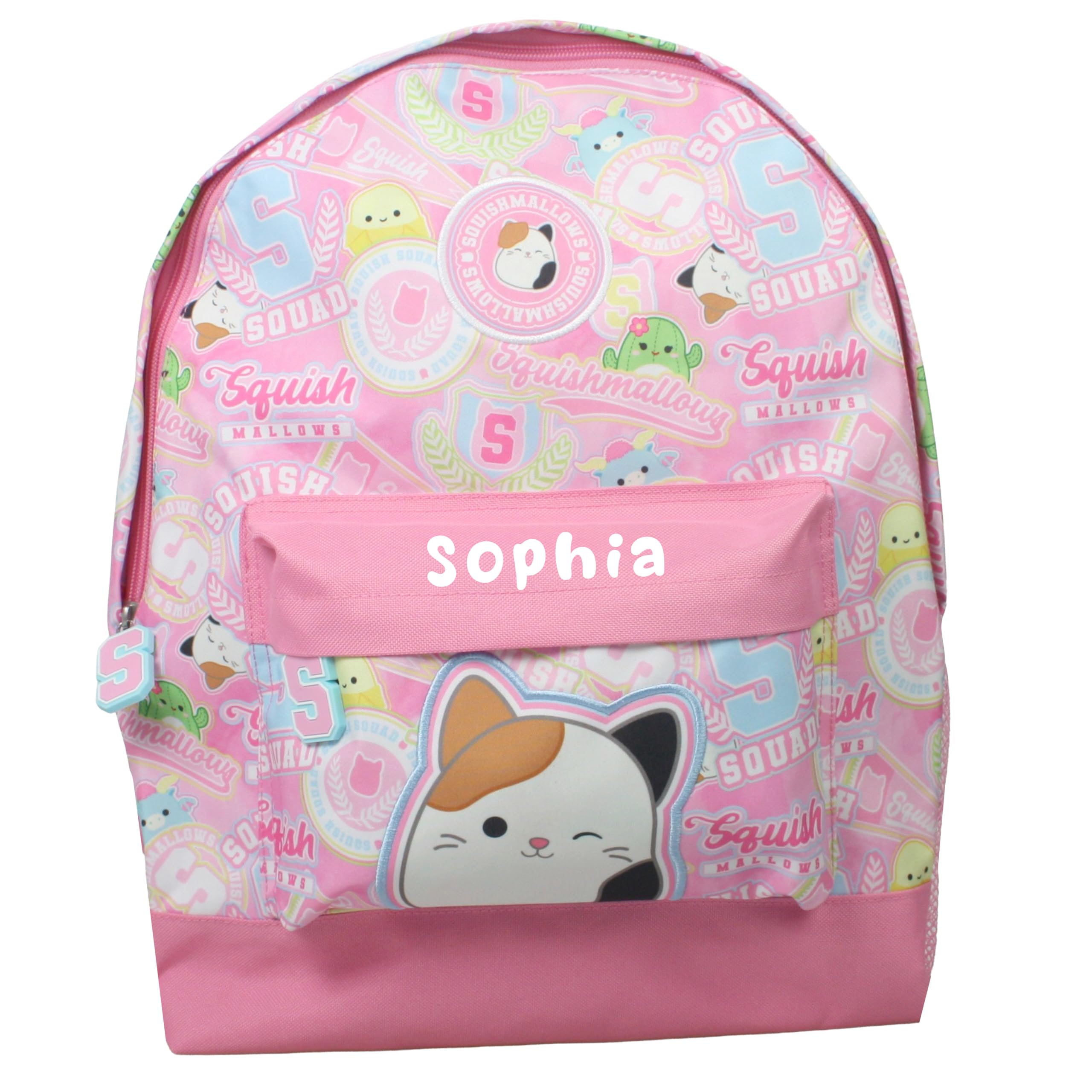Squishmallows Personalised Girls Backpack Bag Rucksack School (Squismallows Multicoloured Pink)