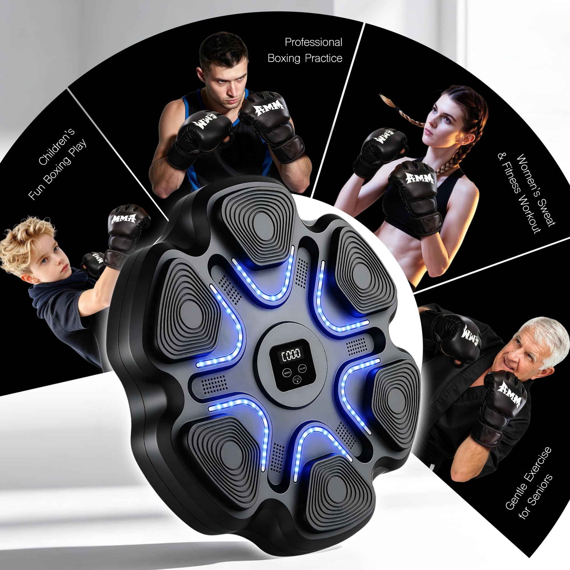 Macchina da boxe musicale per adulti, da parete, con guantoni da boxe, attrezzatura per allenamento musicale per allenamento in palestra a casa