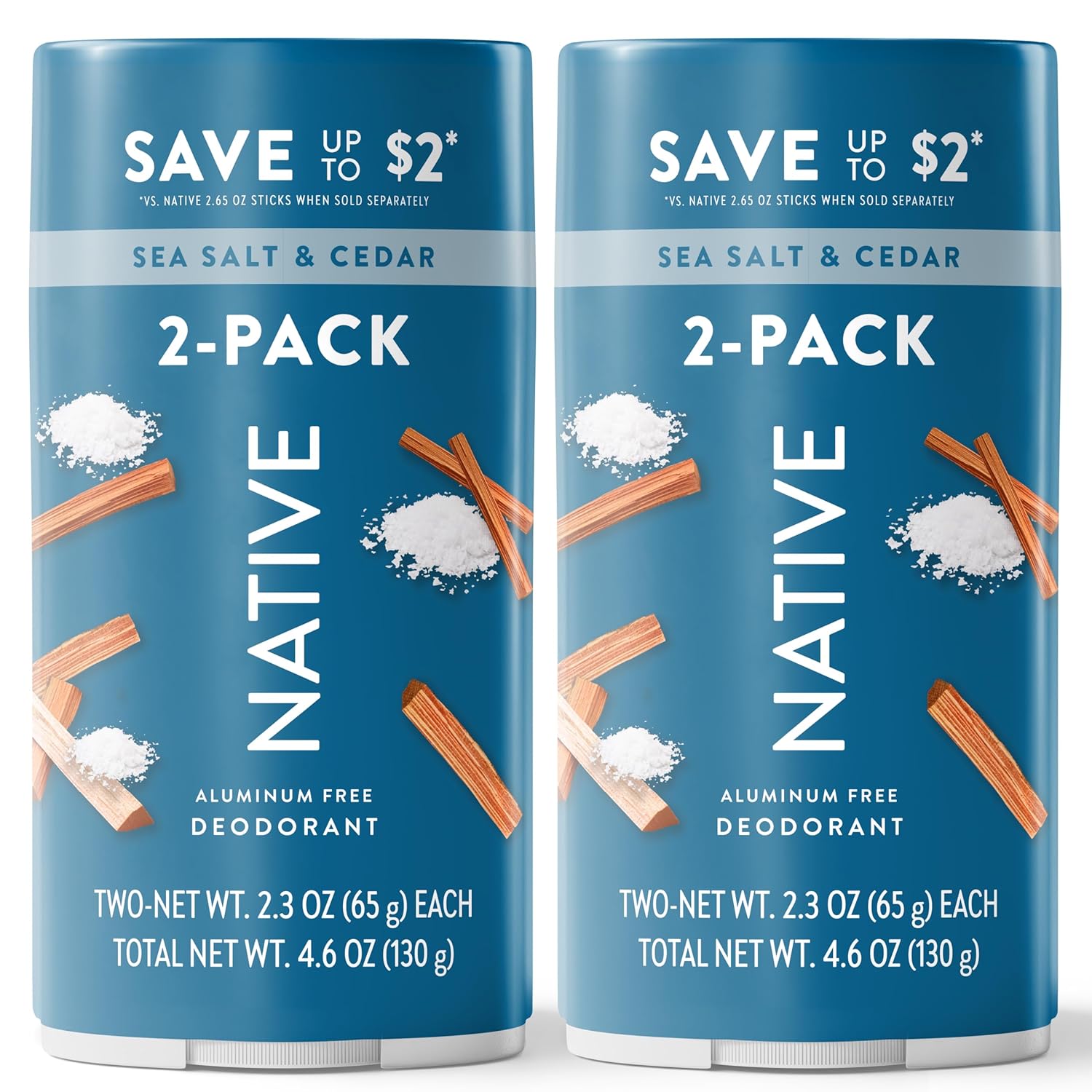 Native Sea Salt & Cedar Twin Pack Deodorant Bundle 2 x 2.3 oz