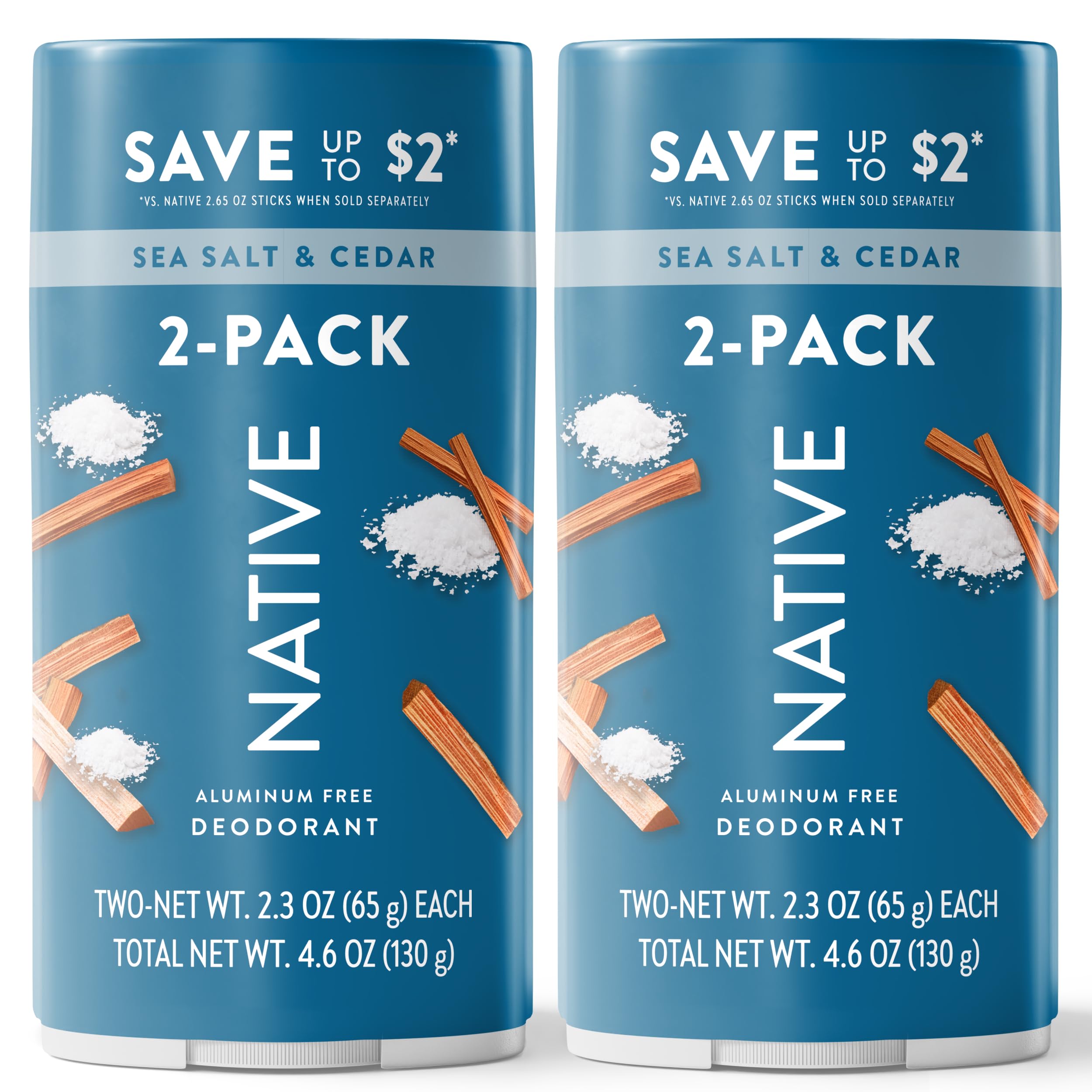 Amazon.com : Native Sea Salt & Cedar Twin Pack Deodorant Bundle 2