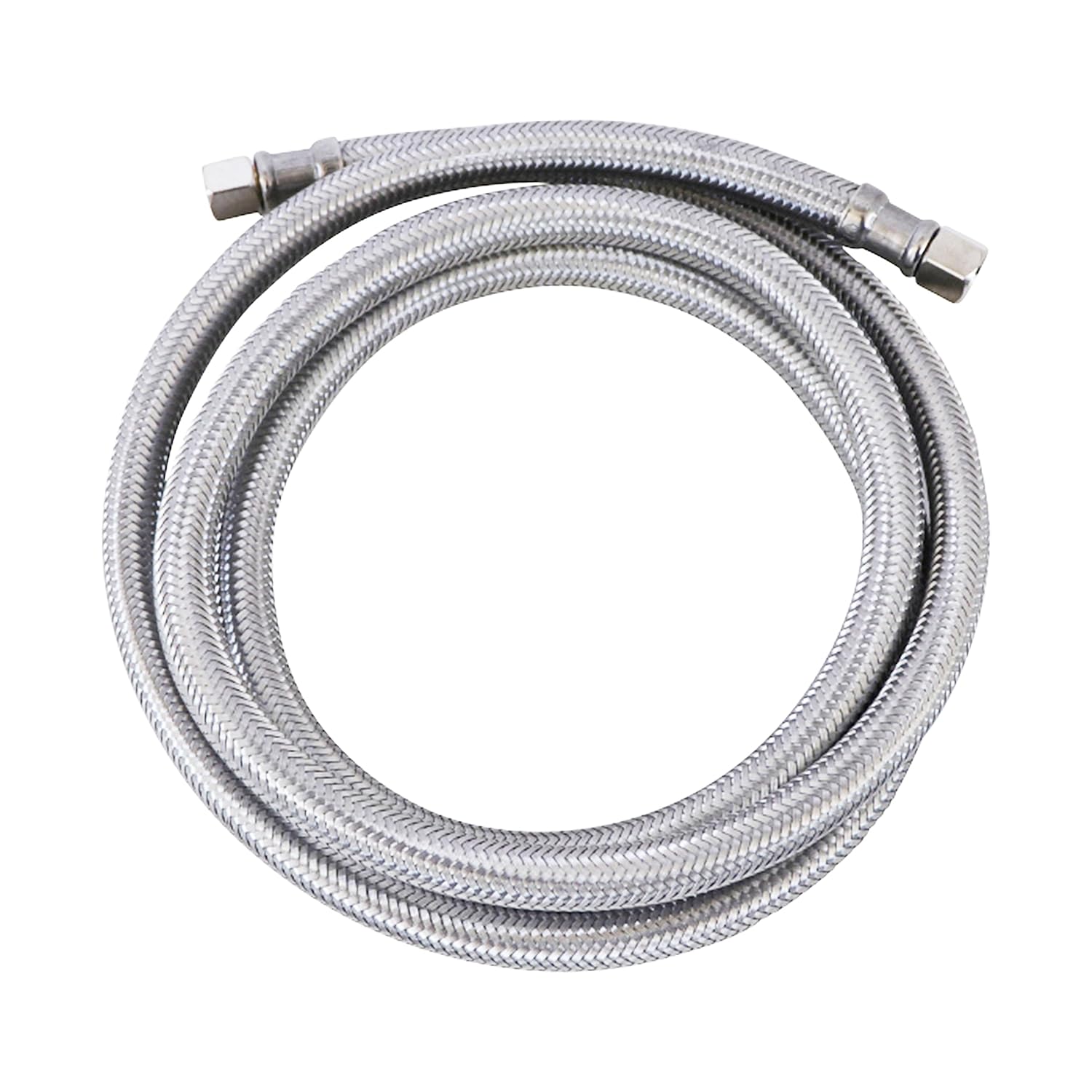 Endurance Pro 10 Foot Universal Ice Maker Flexible Braided Stainless Steel Water Supply Hose Connector Connection, 1/4 x 1/4 Inch Compression Fittings (1, 10 Foot)