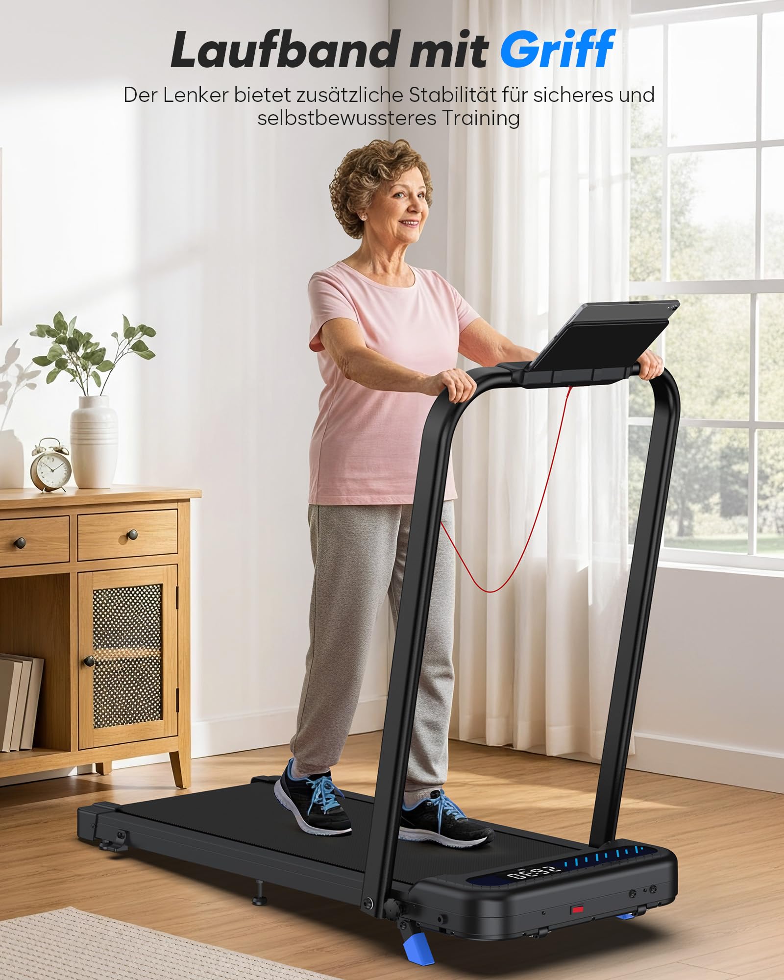 Laufband für Zuhause Klappbar, 6 in 1 Walking Pad mit Steigung, 3.0PS Klappbares Laufband für Zuhause & Büro mit LED-Anzeige, Treadmill for Home, Leise Laufband mit APP, Bis 150 kg,Keine Installation