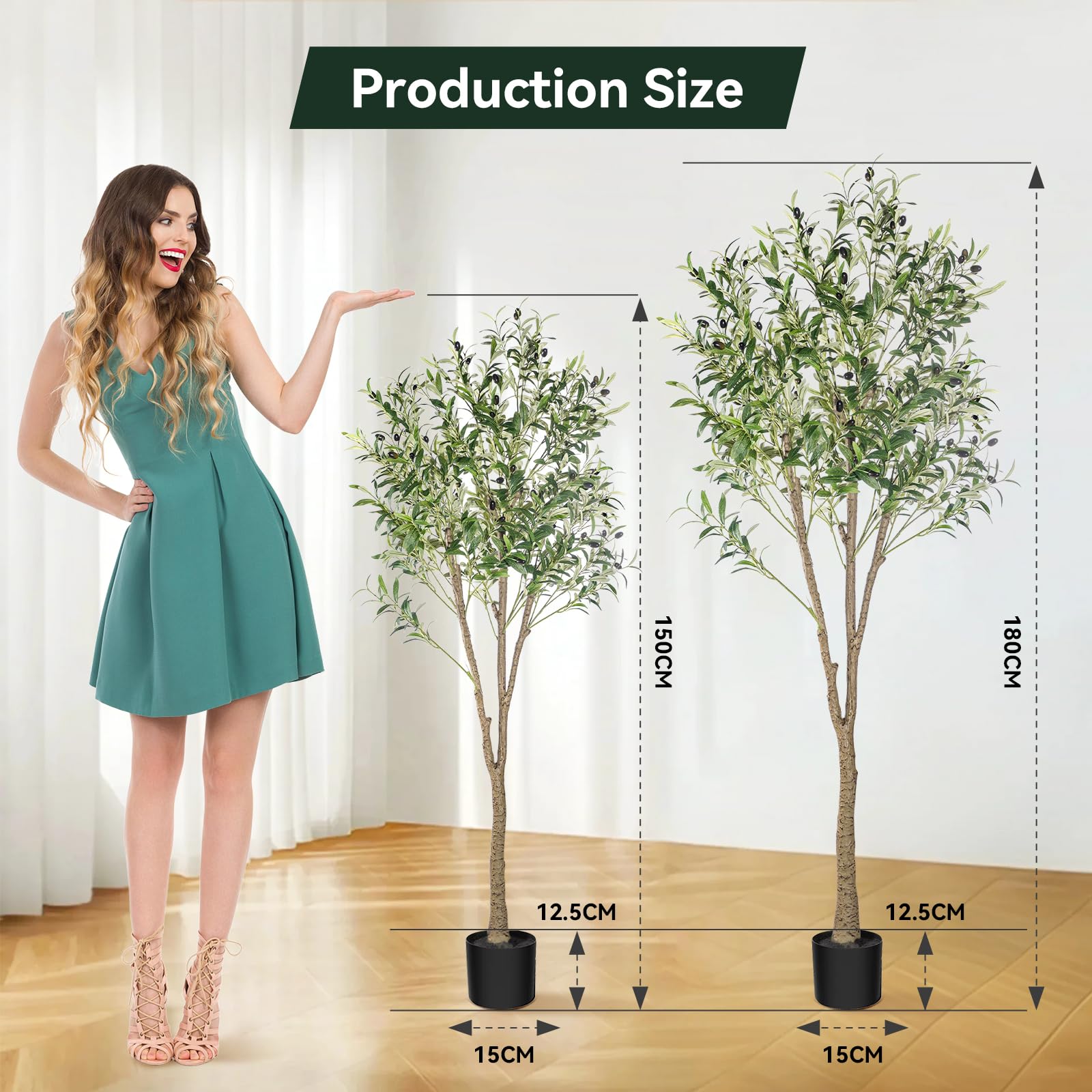 Pianta artificiale di ulivo artificiale, grande oliva, albero di ulivo, decorazione per interni ed esterni, casa, soggiorno, ufficio, giardino, decorazione moderna, regalo di casa, 180 cm