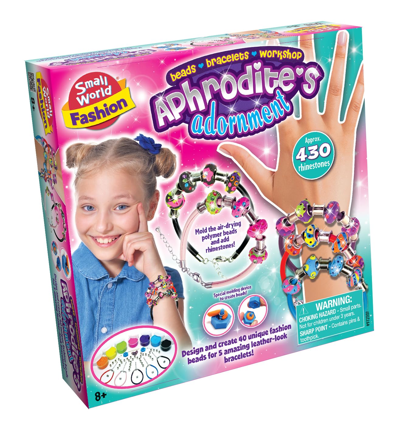 Small World Toys Make Your Own Aphrodite Bracelets, Leather Look Bracelets with Glass and Metal Beads, Creative Jewellery Making for Ages 8+