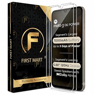 FIRST MART 3D Borderless Tempered Glass for Motorola G06 & G06 Power | HD Clear Edge-to-Edge Screen Protector, 9H Scratch Resistant, Oleophobic, Case-Friendly | Crystal Clear, Pack of 2