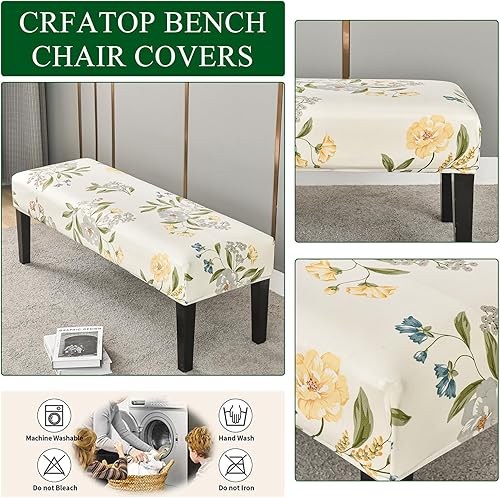 Miniatura 3 de CRFATOP 4 fundas elásticas para asiento de silla de comedor, fundas de asiento de banco impresas, fundas de cojín de asiento tapizadas para cocina,