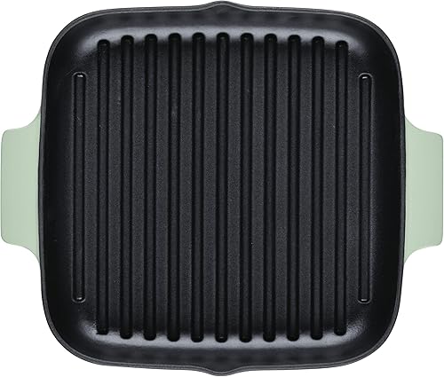 Miniatura 9 de KitchenAid Parrilla cuadrada de hierro fundido esmaltado y bandeja para asar, 11 pulgadas - Pistacho