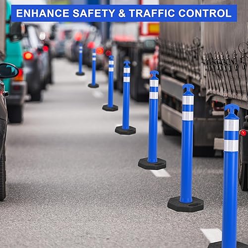 Miniatura 6 de OrangeStar Paquete de 9 conos de poste de delineador de tráfico de 42 pulgadas con base de goma resistente, conos de seguridad azules para