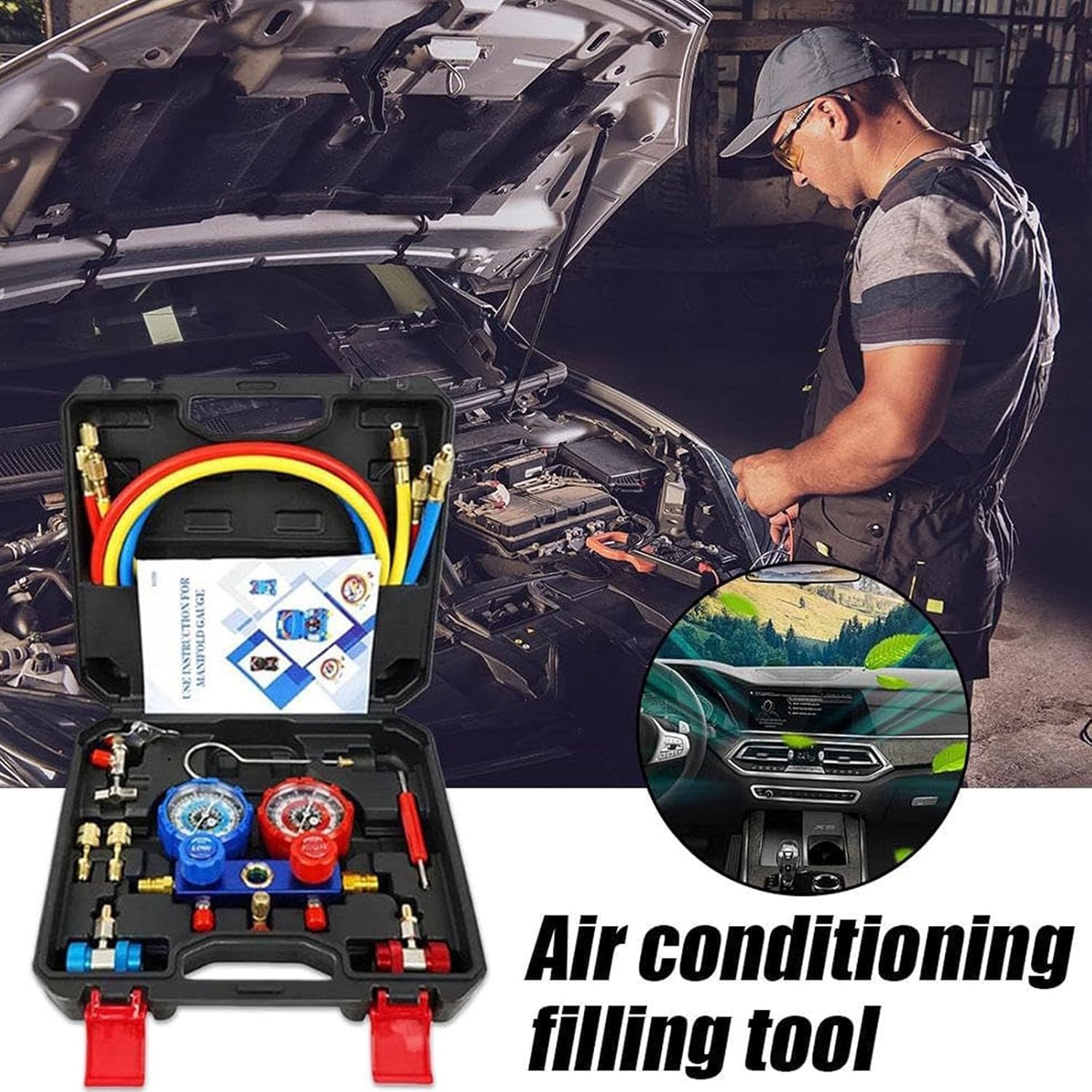 Professional Recharges Equipment Featuring Ergonomic Designs Vehicles Diagnostic Tool Set for R22 R134 R404 R410 Small Car Service with Accessories