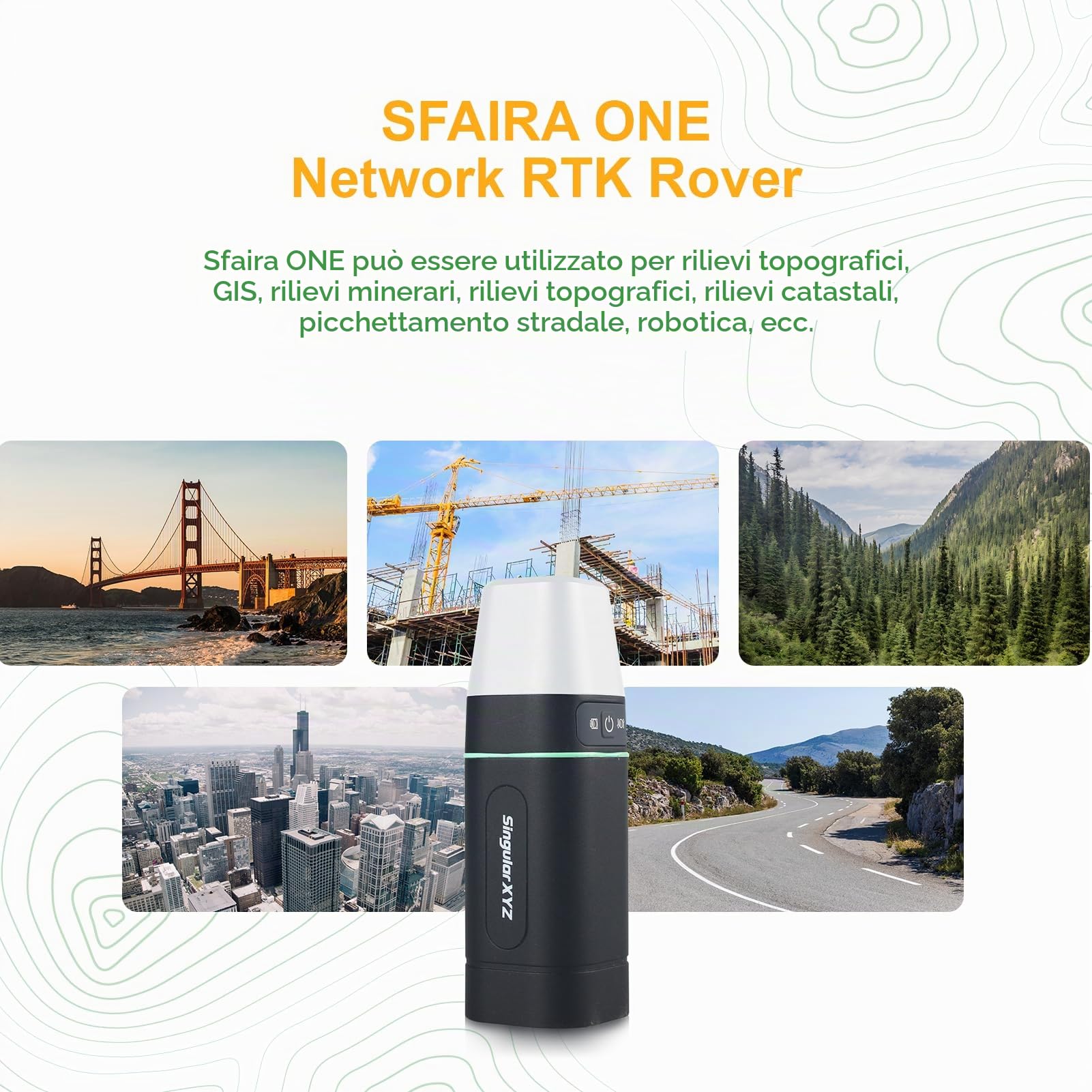 RTK GNSS Survey Equipment 60 ° Tilt Built-in IMU, dotato di Rover Handheld GPS per rilevamento e software ideale per il rilevamento del territorio, GIS