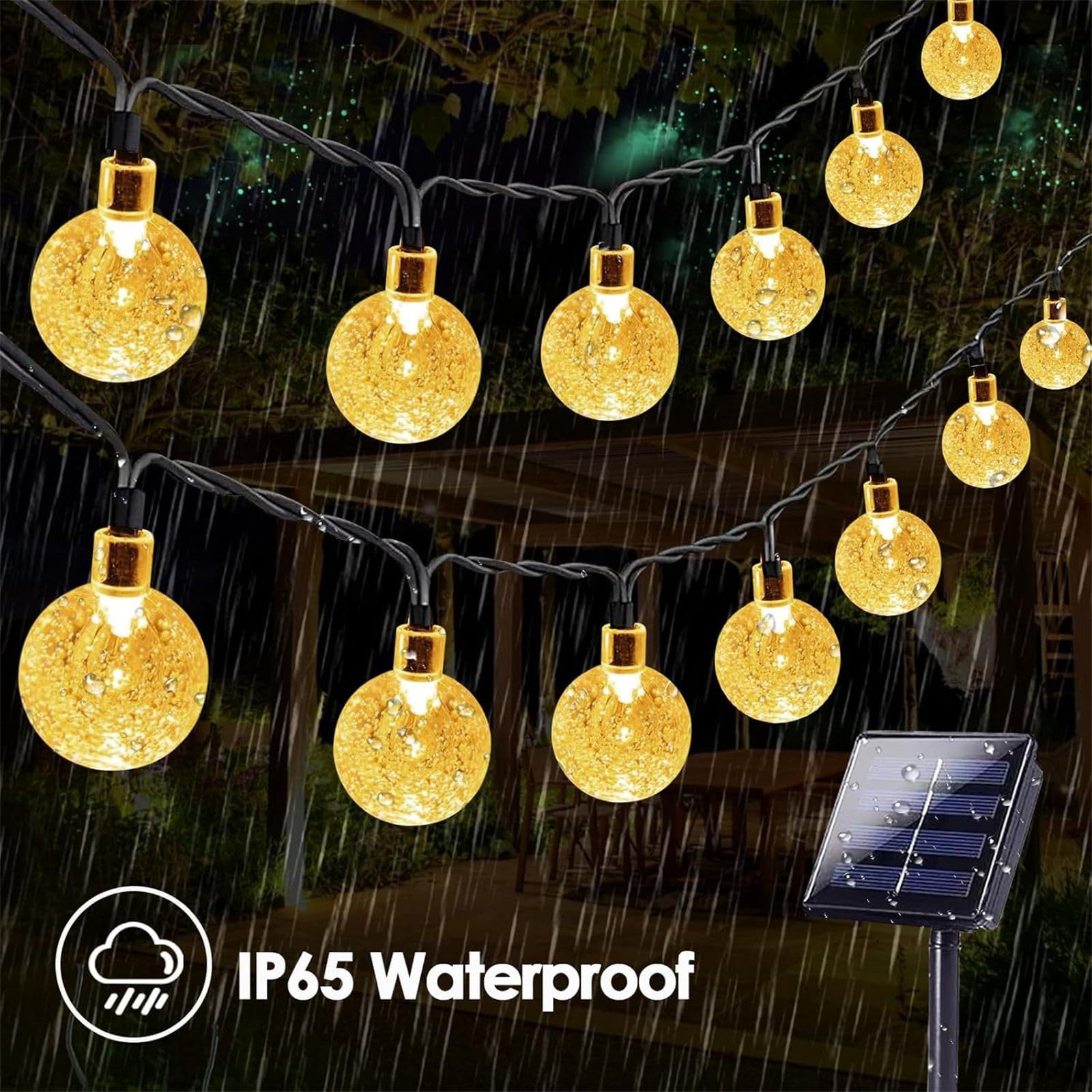 Guirlande Lumineuse Solaire Extérieur imperméable Fil de Cuivre, 8 Modes, IP65 Étanche Allumage Automatique, Guirlande Guinguette, Déco Terrasse Jardin (Violet,32/300LED)