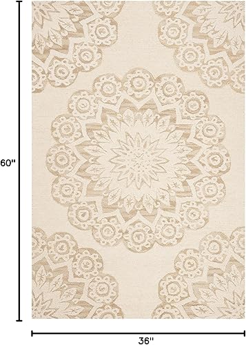 Miniatura 63 de SAFAVIEH Blossom Collection BLM108B - Alfombra cuadrada de lana de primera calidad, hecha a mano, 10 pies, color marfil/beige