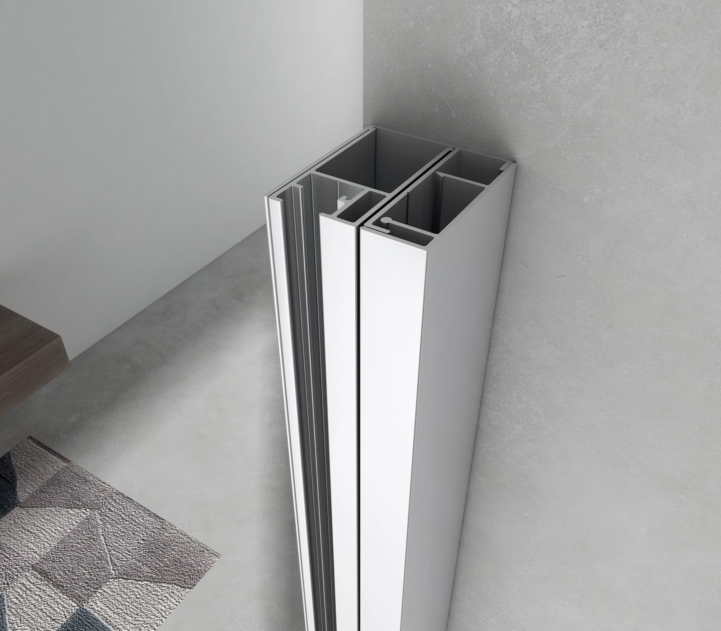 Yellowshop - Porta Doccia Scorrevole Extra 130 cm 2 Ante + 2 Fisse in Vetro Temperato Opaco 6 mm – Altezza 195 cm – Profili in Alluminio Effetto Acciaio