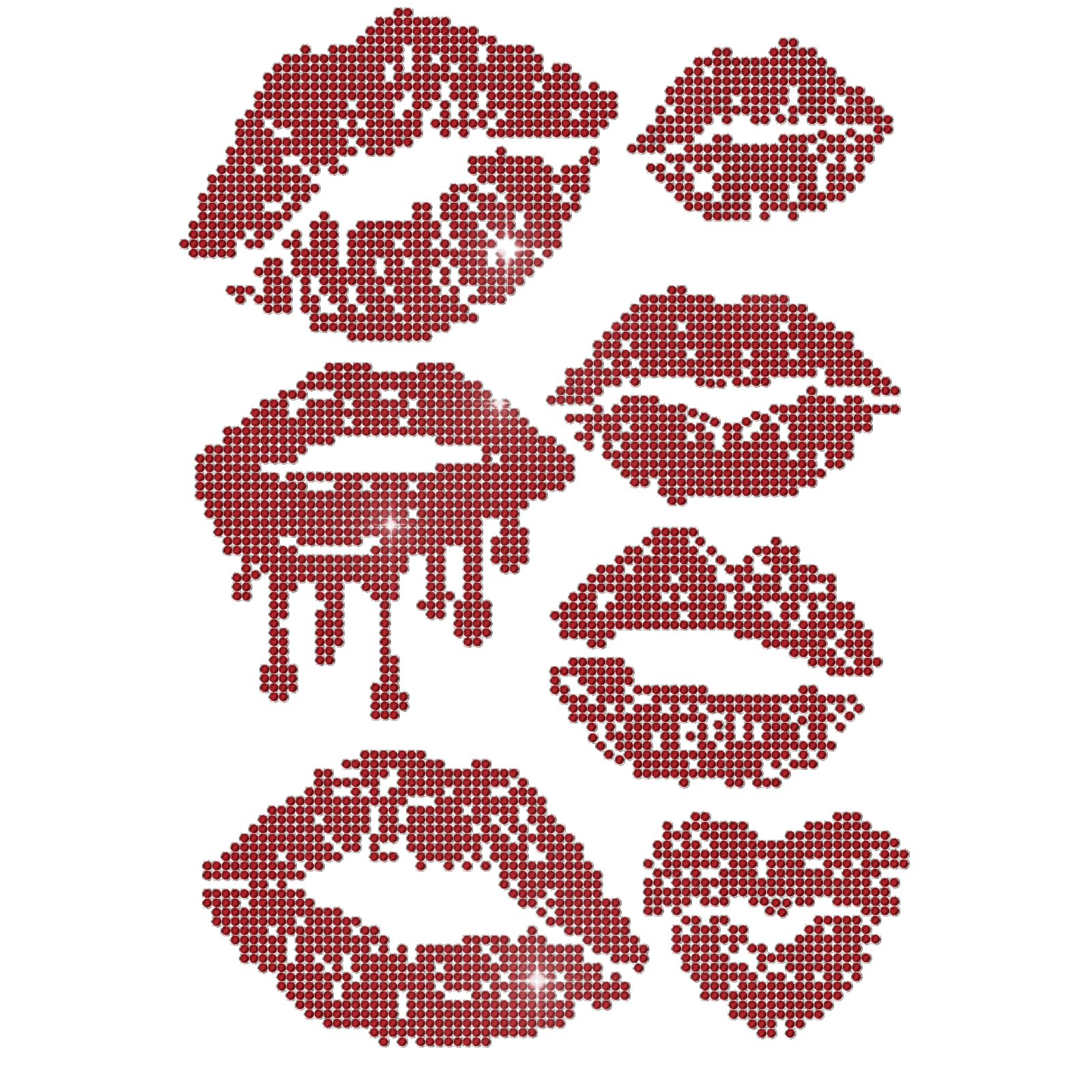 12Pcs Lips Rhinestone Iron On Applique Kiss Lip Crystal Hotfix Transfer